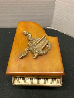 Antique vintage music box, cigarette holder with ashtray
