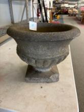 concrete planter 12 inches tall one corner is chipped
