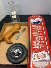 PepsiCo thermometer general tire ashtray old milk bottle vintage trays