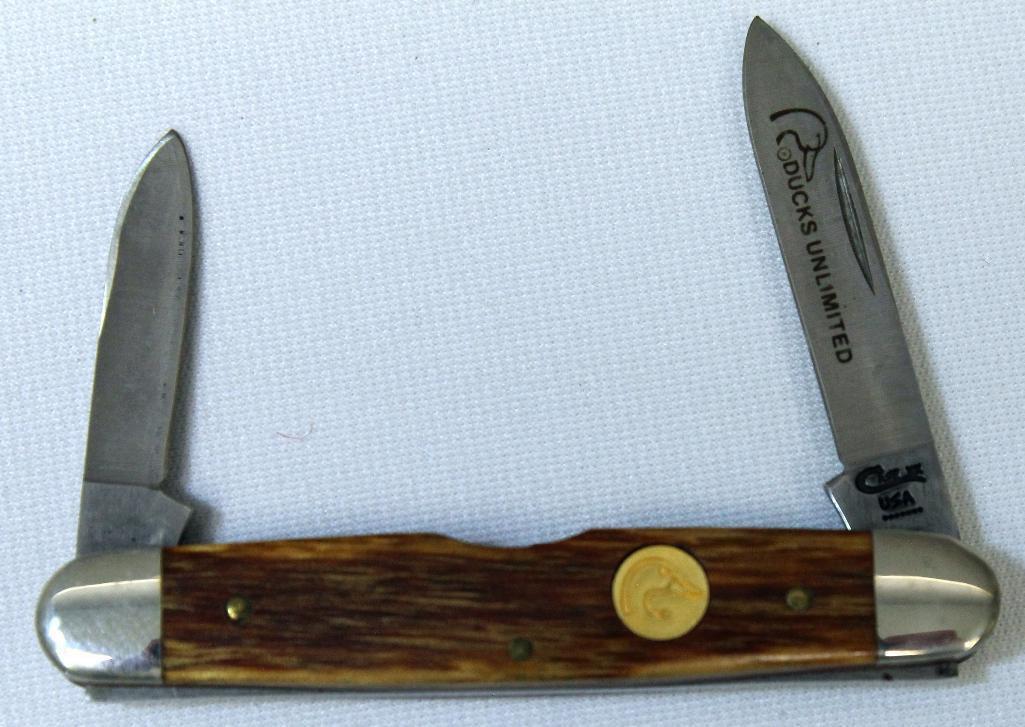 Ducks Unlimited Case USA Two Blade Pocket Knife, Large Blade Reads 'Case USA 7 Dots' and 'DU279 SS'