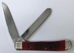 Case XX Two Blade Pocket Knife, Large Blade Reads '7 Dots' and other Blade Reads 'DR6254 SS'