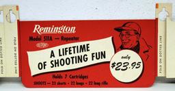 (4) Old Remington Sales Counter Die-cut Cardboard Signs for Remington Models 514A, 512A, 511A and