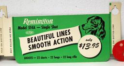(4) Old Remington Sales Counter Die-cut Cardboard Signs for Remington Models 514A, 512A, 511A and