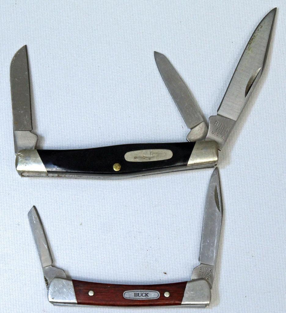 Buck 303X Three Blade Pocket Knife and Buck 705< Two Blade Pocket Knife