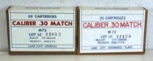 2 Different Full Sealed Vintage Boxes Lake City 30 Match 173 gr. Cartridges Ammunition - 1961 Lake