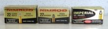 3 Different Full Vintage Boxes C-I-L Cartridges Ammunition - 1 Box Nimrod .22 LR, 1 Box Nimrod .22