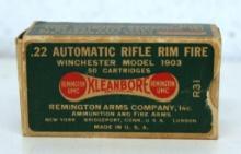 Full Vintage Remington Dog Bone Box .22 Automatic Rifle Rimfire Cartridges Ammunition for Winchester
