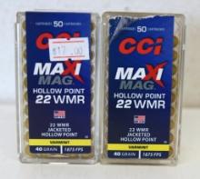 1 Full Box of 50 & 1 Partial Box of 45 CCI Maxi-Mag .22 WMR JHP 40 gr. Cartridges Ammunition...