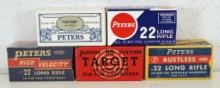 5 Full Different Vintage Boxes Peters .22 LR Cartridges Ammunition...