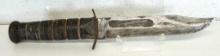Vintage Ka-Bar USN Fighting Knife with Leather Sheath - 7" Blade, 12" Overall...