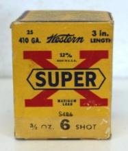 Full Vintage Box Western Super X .410 Ga. 3" 6 Shot Shotshells Ammunition...
