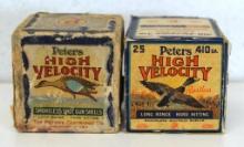 Partial Vintage Box of 16 Peters High Velocity .410 Ga. 3" Shotshells Ammunition and Old Two Piece