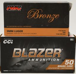 100 Rounds Of 9mm Luger Ammunition