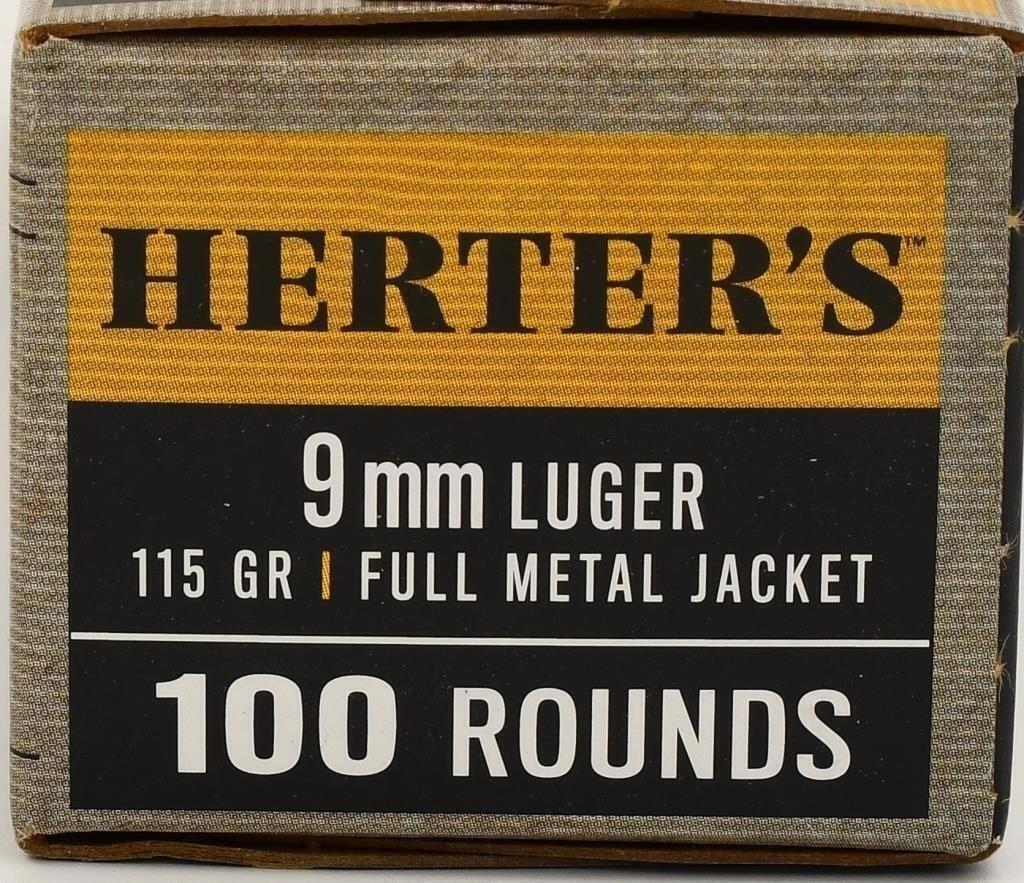 100 Rounds Of Herter's 9mm Luger Ammunition