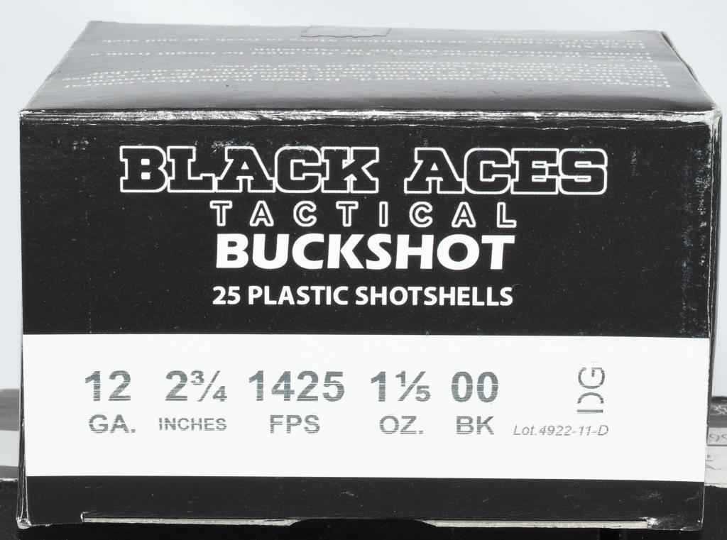 75 Rounds Of Black Aces Tactical 12 Ga Buckshots