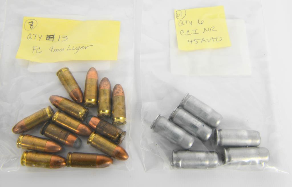 84 Rounds of Various Ammo .45 ACP, 9MM, 45 Rem Mag