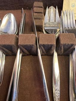 Stainless Steel Set of Tableware With Tarnish Resisting Silver Chest