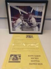 Hank Aaron / Mickey Mantle Signed and Framed Photograph with Declaration of Authenticity Opinion