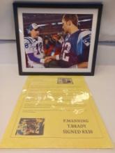 Payton Manning / Tom Brady Signed and Framed Photograph with Declaration of Authenticity Opinion