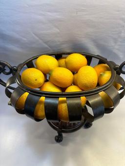 Decorative Metal Fruit Table Bowl / Plastic Artificial Lemons