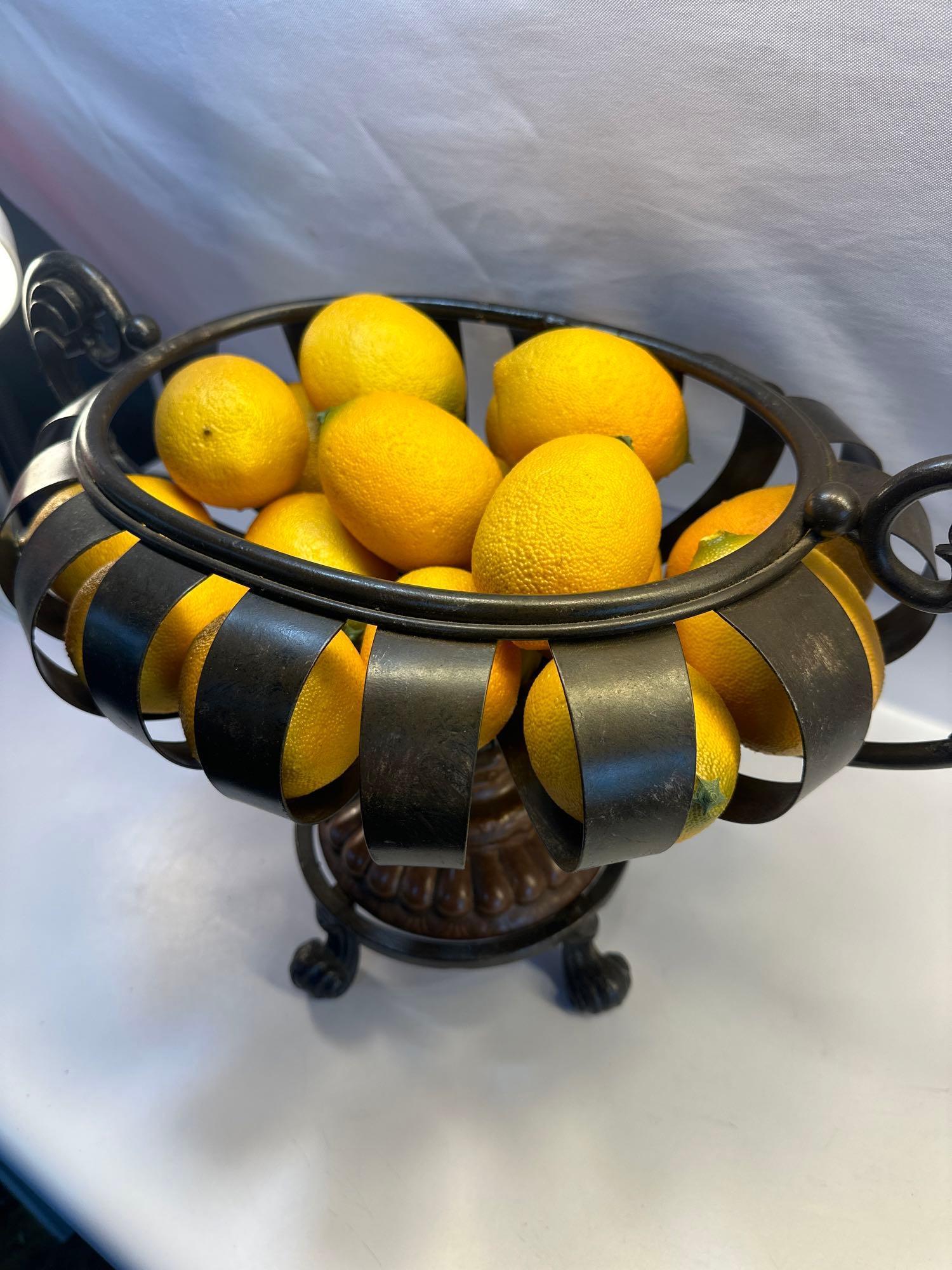 Decorative Metal Fruit Table Bowl / Plastic Artificial Lemons