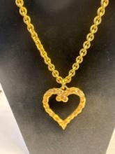 Heart / Chain Gold Colored Necklace Costume Jewelry