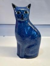 Porcelain Blue Cat Figurine
