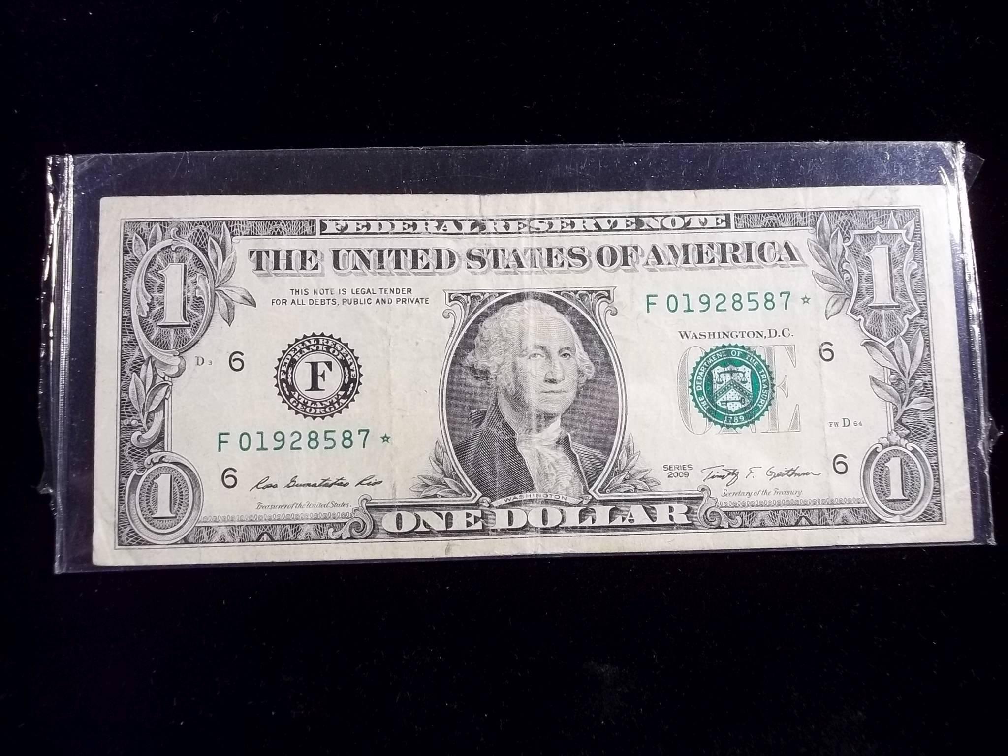 United States Currency One Dolar Star Note Federal Reserve Bank Of Atlanta
