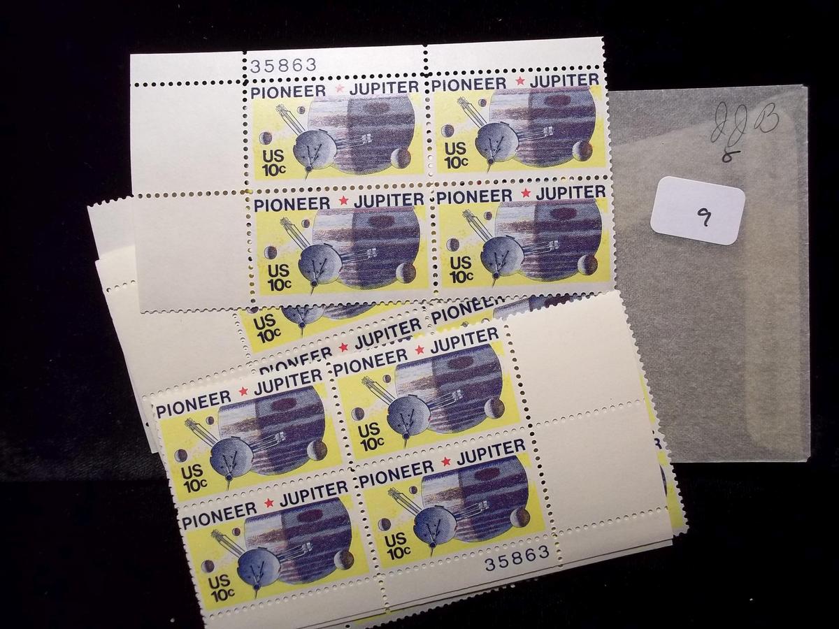 United States Postage Stamps Mint Plate Block Lot Of 8 Blocks Pioneer Jupiter