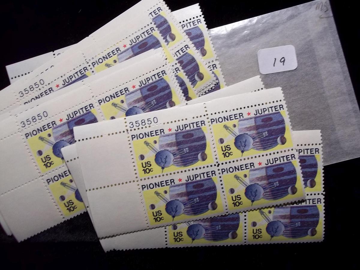 United States Postage Stamps Mint Plate Block Lot Of 15 Blocks Pioneer Jupiter