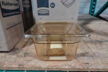 NEW RUBBERMAID PLASTIC FOOD PANS ½ SIZE 4” DEEP 6/BOX (X3)