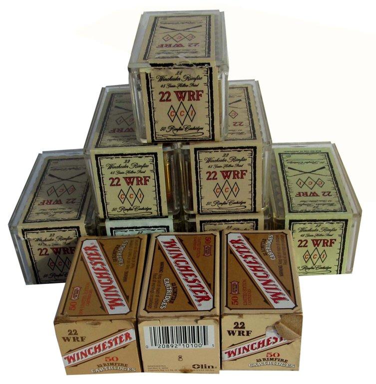 AMMO - .22 WRF - 7 BOXES CCI, 50 ROUNDS EACH; 3 BOXES WINCHESTER, 50 ROUNDS EACH