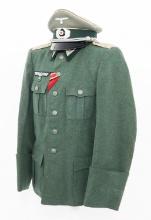WWII GERMAN INFANTRY OFFICER SERVICE TUNIC & CAP