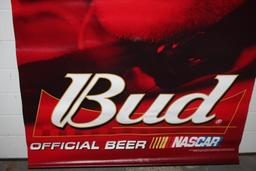 Dale Jr. Budweiser Banner, 2000, Vinyl, NASCAR, 70" x 34", Rolled For Storage & Shipping