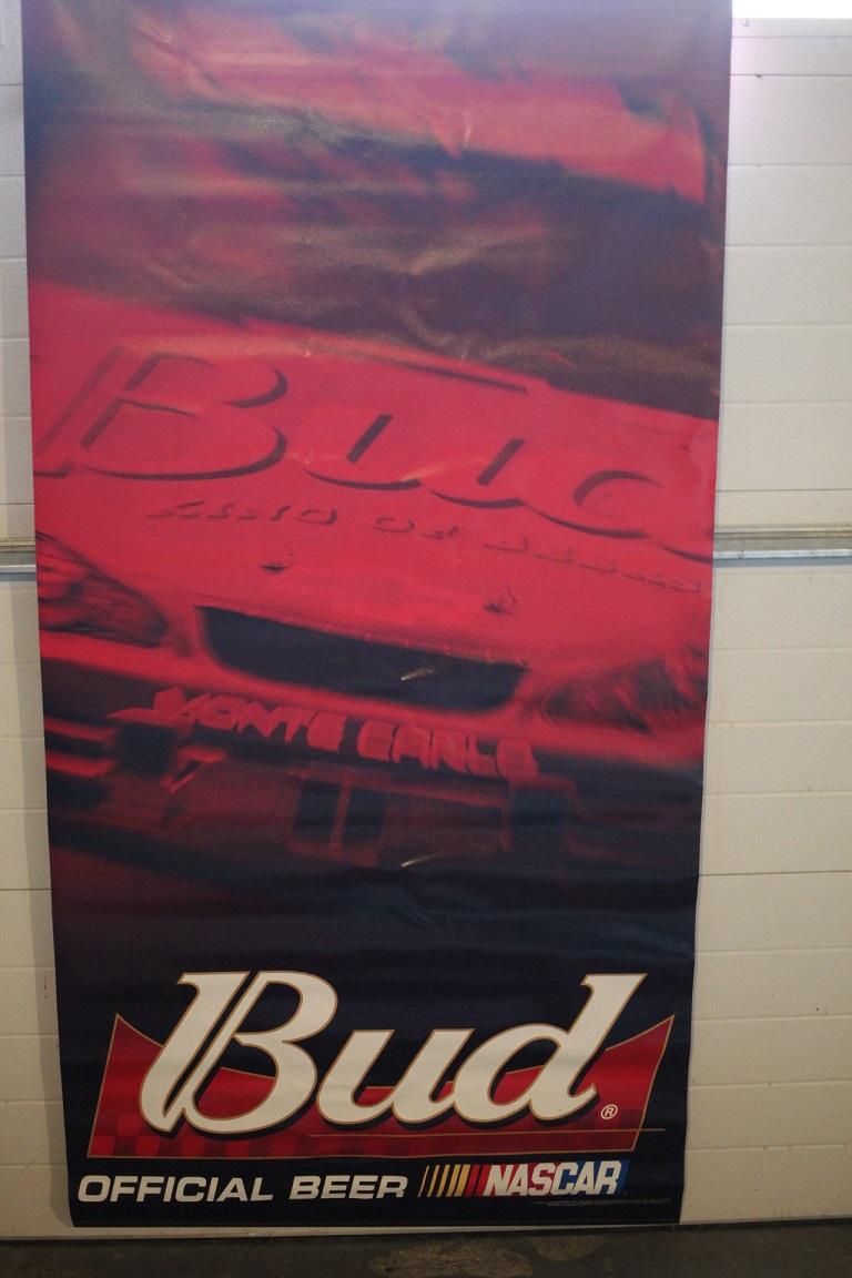 Dale Jr. Budweiser Banner, 2000, Vinyl, NASCAR, 70" x 34", Rolled For Storage & Shipping