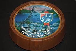 Old Style Beer Sign, Plastic, Lights, 16" Round x 3 1/4"