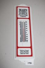 Outdoor Thermometer, Mahn Funeral Homes & Peaceful Ridge Cemetery, Plastic, 13" x 3 3/4"