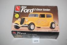 1934 Ford 2-Door Sedan 1/25 Model Kit, AMT Ertl, #6510, Assembly Started, Pieces Not Verified