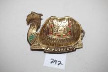 Vintage Brass Camel Jerusalem Jewelry/Trinket Dish, Made In Israel, 4 1/2"