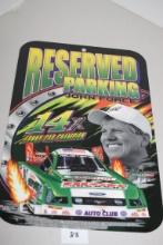 John Force Reserved Parking Sign, 14x Funny Car Champion, Plastic, 2009, Main Gate, NHRA