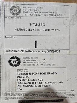 Hilman 25-Ton Deluxe Hydraulic Toe Jack, Model HTJ-25D