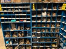 (8) Bolt Bins & Contents of Assorted Plumbing, Nipples, Elbows, Unions, & Valves