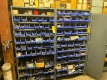 (4) Shelves & (1) 2-Door Cabinet of Assorted Electrical Components