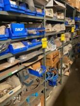 (30) Sections of Shelving & Contents of Pulleys, Flanges, Bearing Pillow Blocks, Assorted Plumbing,