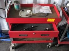 Red 4-Wheel Tool Cart with Drawer