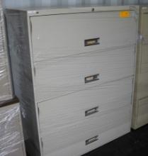 Lt Tan 4 Drawer Metal Lateral File Cabinet