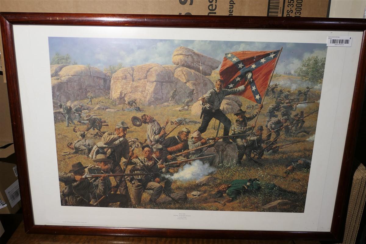 Signed Civil War Confederate Print in Frame.