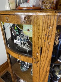 Nice vintage curved glass oak curio cabinet