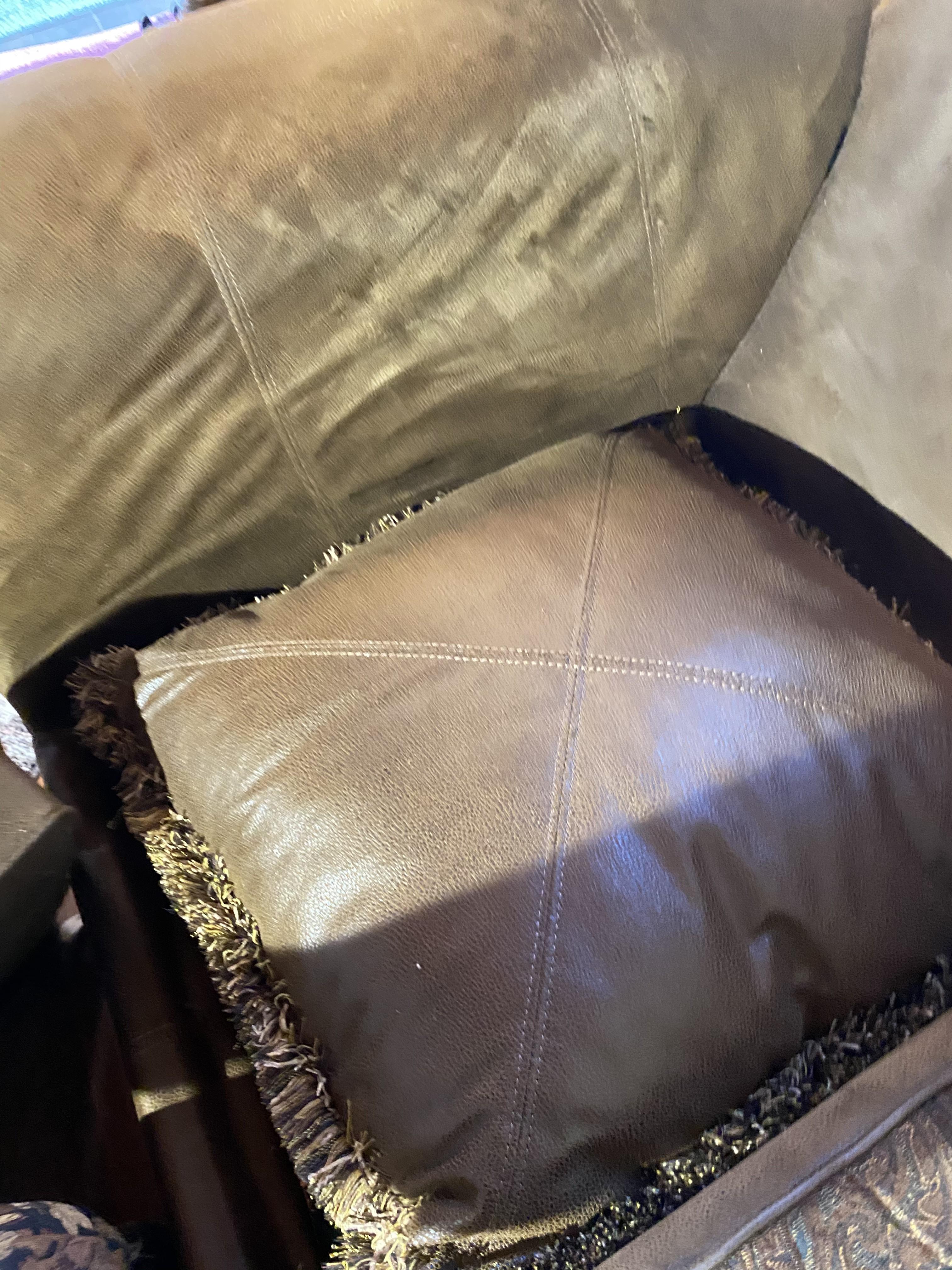 Nice leather fancy couch with footstool