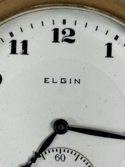 Elgin Gold Filled Pocket Watch 12 size 17 Jewels Runs